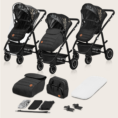 lionelo Amber 3 w 1 Black Silver — Wózek wielofunkcyjny